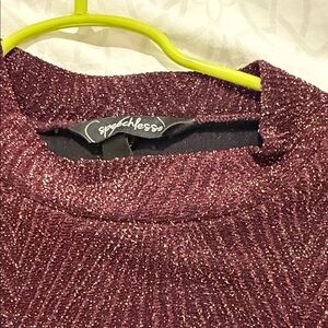 Speechless Women's Sparkling Burgundy Turtleneck Sweater